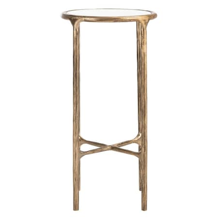 Safavieh Jessa Forged Metal Tall Round End Table White & Brass SFV9504C